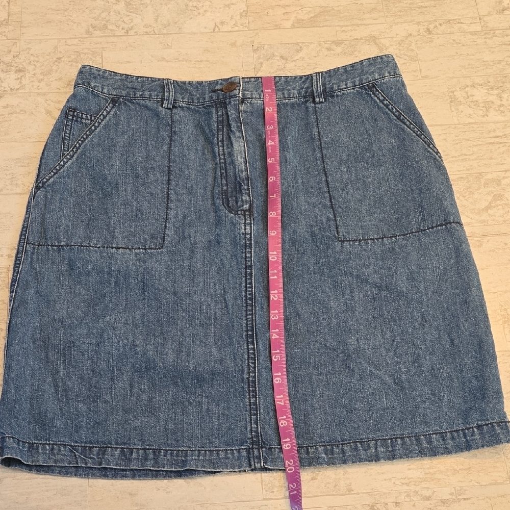 L.L. Bean Linen Blend Blue Denim Skirt Casual Women's Skirt Size 12 20% Linen - Picture 4 of 6